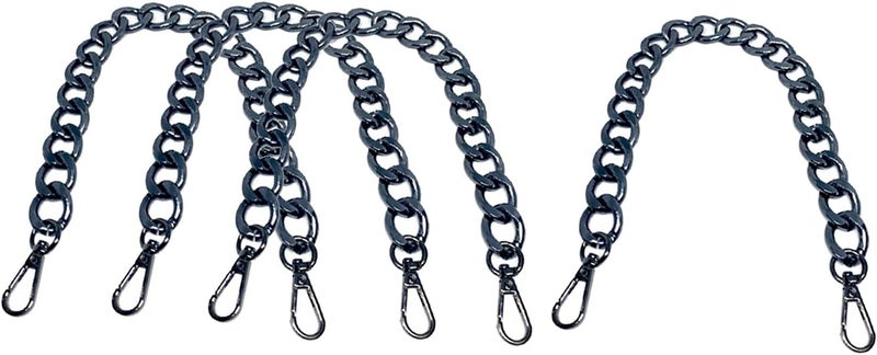 klarako4 Pieces Purse Chain Strap 7.9 Inch DIY Flat Chain Strap Purse Strap Extender Handle Bag Accessories Charms Decoration for Purse Handbags Shoulder Bag klarakoBlack - Image 1