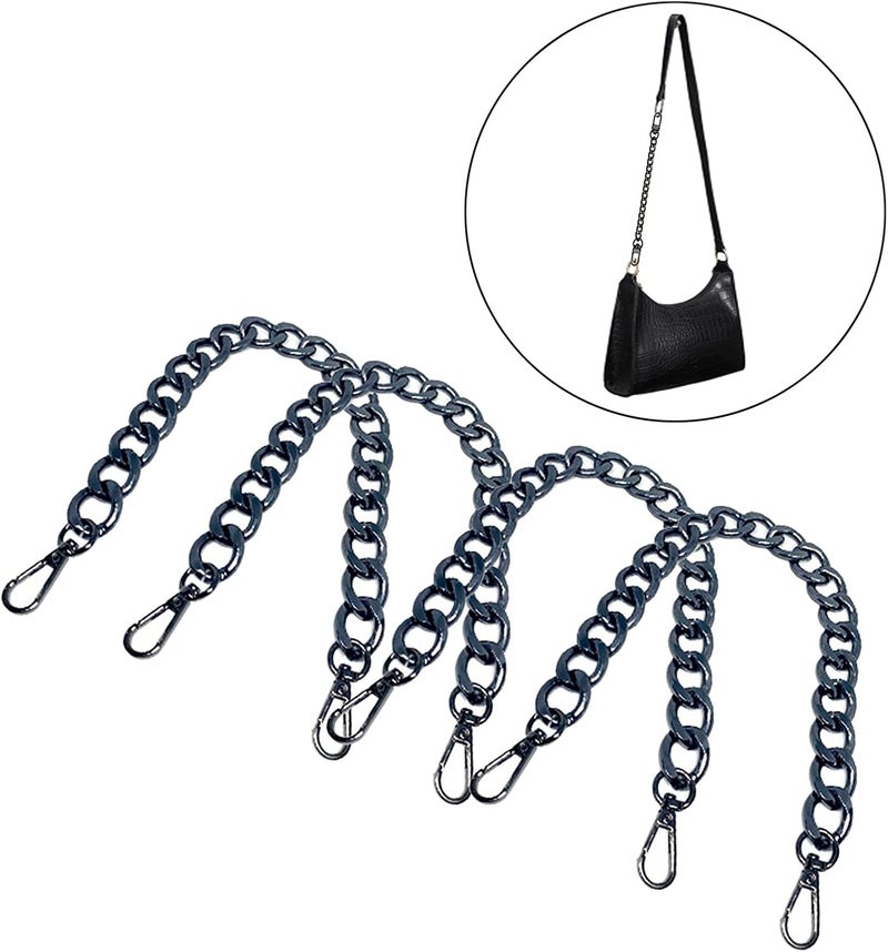 klarako4 Pieces Purse Chain Strap 7.9 Inch DIY Flat Chain Strap Purse Strap Extender Handle Bag Accessories Charms Decoration for Purse Handbags Shoulder Bag klarakoBlack - Image 2