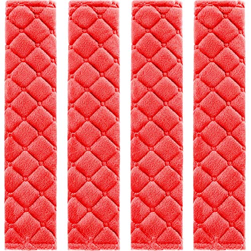 Tatuo 4 Pack Seat Belt Cover Extra Long Seat Belt Pads for Car Soft Comfort Shoulder Strap Covers Harness Pads Helps Protect Your Neck and Shoulder(10.6 Inch,Red) - Image 1