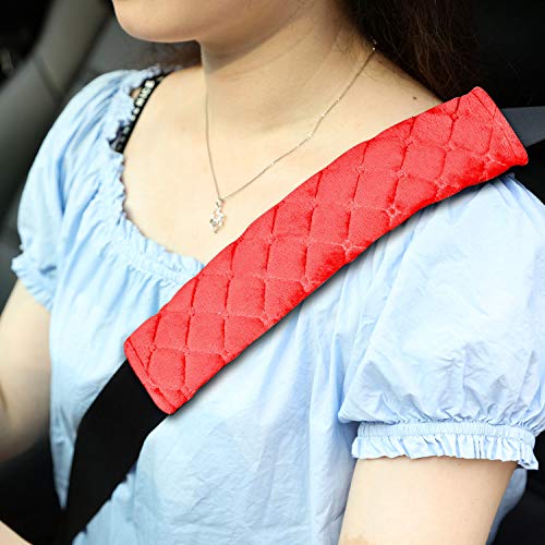 Tatuo 4 Pack Seat Belt Cover Extra Long Seat Belt Pads for Car Soft Comfort Shoulder Strap Covers Harness Pads Helps Protect Your Neck and Shoulder(10.6 Inch,Red) - Image 3