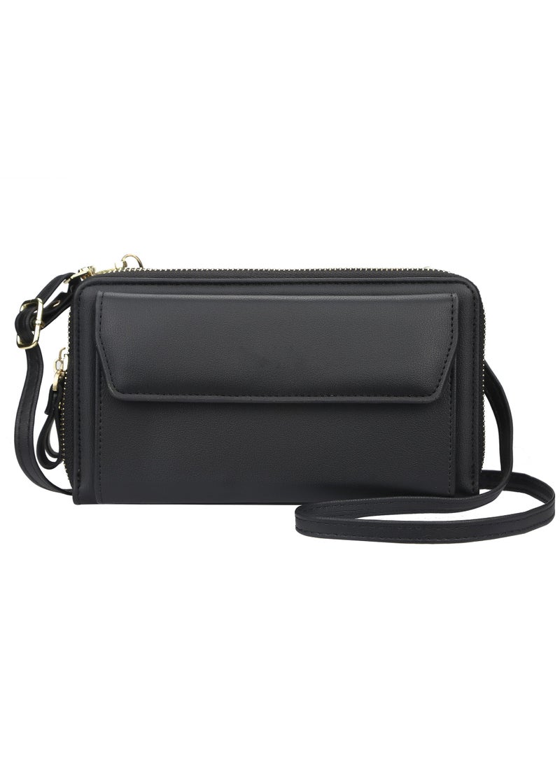 Rock Pow - Women's Korean Fashion Wild Oblique Cross Bag Multi-Function Long and Medium Clutch Bag Purse - Image 1