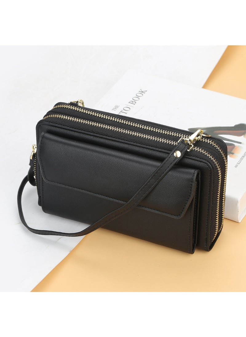 Rock Pow - Women's Korean Fashion Wild Oblique Cross Bag Multi-Function Long and Medium Clutch Bag Purse - Image 1