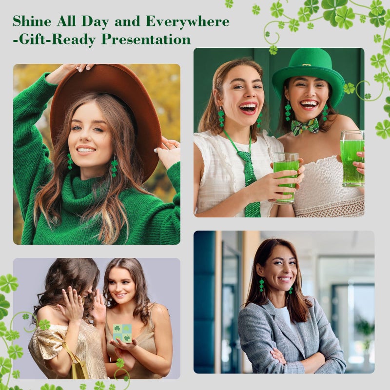 KUCHEY St Patricks Day Accessories Earrings for Women: Green Shamrock Dangle Earrings, Good Luck Shirt, Irish Party Favor Gift - Image 5