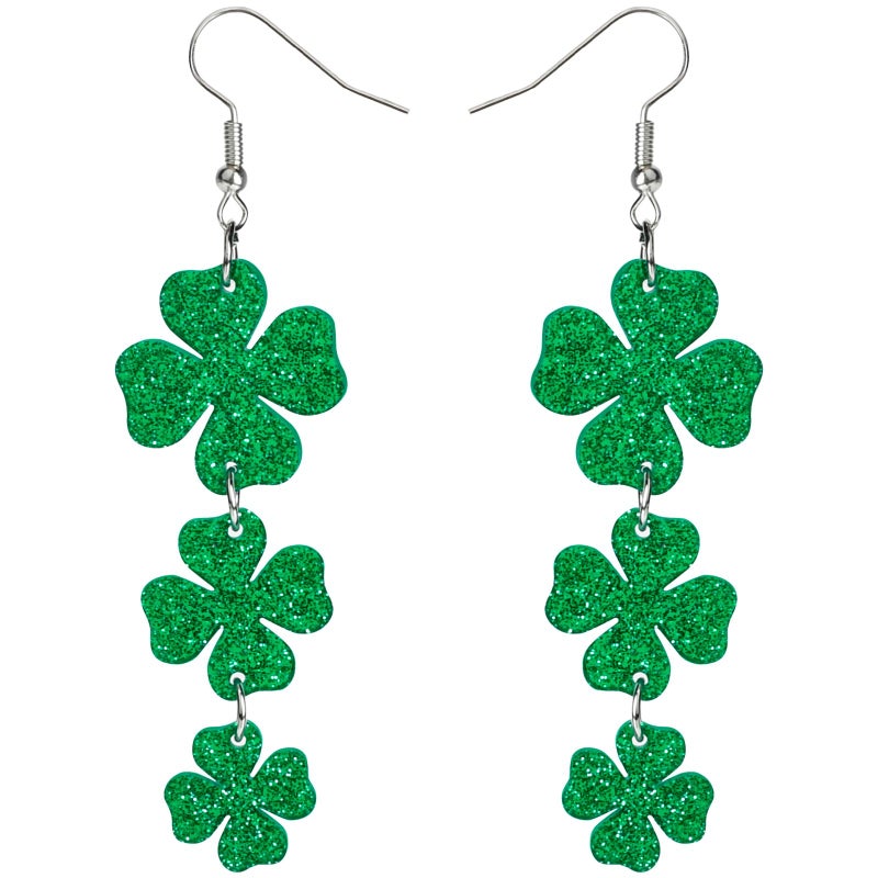 KUCHEY St Patricks Day Accessories Earrings for Women: Green Shamrock Dangle Earrings, Good Luck Shirt, Irish Party Favor Gift - Image 1