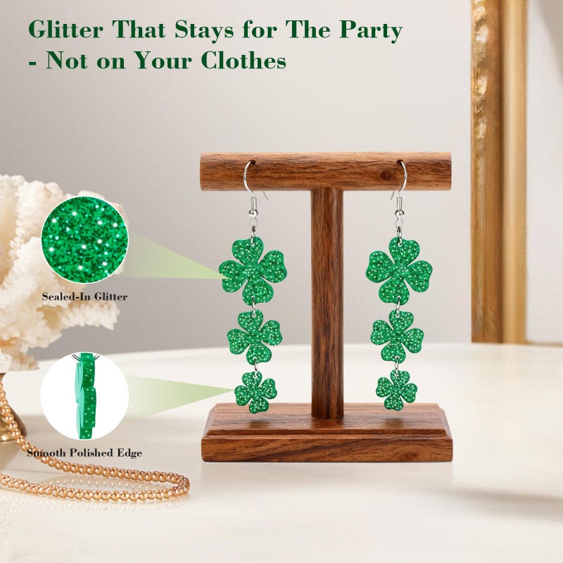 KUCHEY St Patricks Day Accessories Earrings for Women: Green Shamrock Dangle Earrings, Good Luck Shirt, Irish Party Favor Gift - Image 4