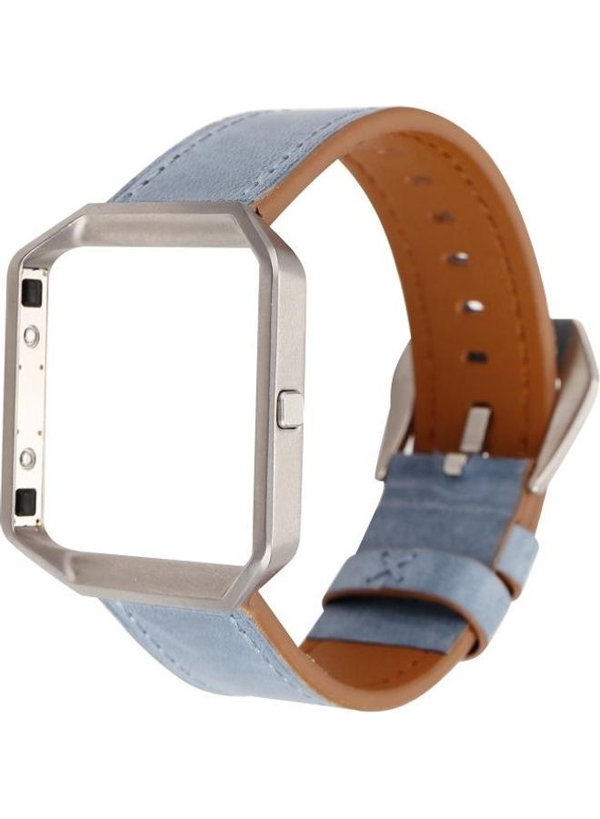 NIBEMINENT Style Leather Replacement Strap Watchband For Fitbit Blue - Image 2