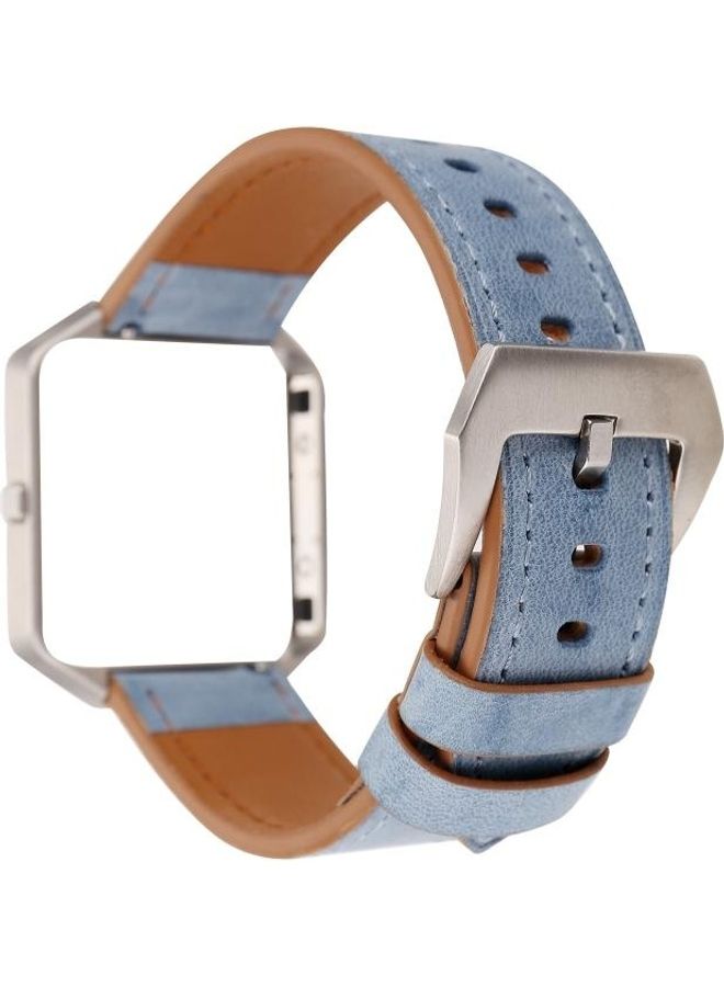 NIBEMINENT Style Leather Replacement Strap Watchband For Fitbit Blue - Image 3