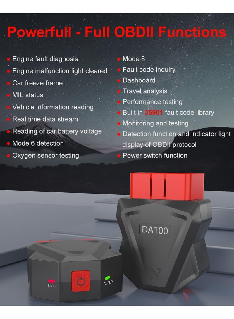 BUANIERT OBDII Scanner, Wireless OBD2 Auto Diagnostic Scan Tool for iOS & Android for Performance Test, BLE Bluetooth 5.4 Car Engine Check Codes Reader & Scan Tools No Subscription Fee APP - Image 2