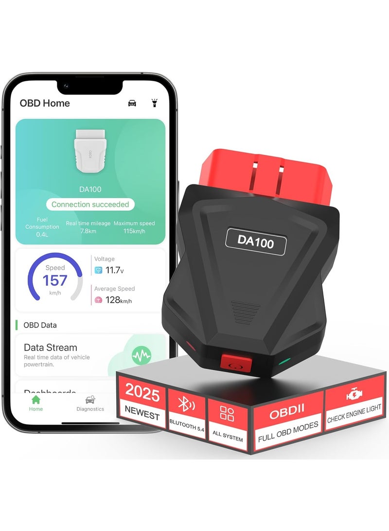 BUANIERT OBDII Scanner, Wireless OBD2 Auto Diagnostic Scan Tool for iOS & Android for Performance Test, BLE Bluetooth 5.4 Car Engine Check Codes Reader & Scan Tools No Subscription Fee APP - Image 1