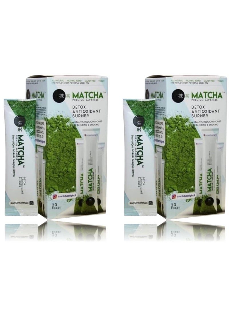 MATCHA Premium Japanese Matcha Detox Antioxidant Powder - 20 Sachets x 2 | Instant Green Tea Drink Mix - Image 1