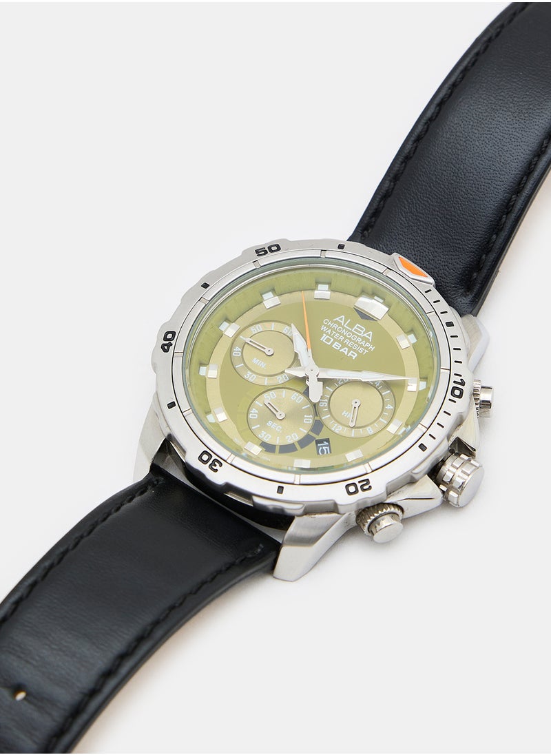 Alba Leather Chronograph Watch AT3C99X  - Image 3