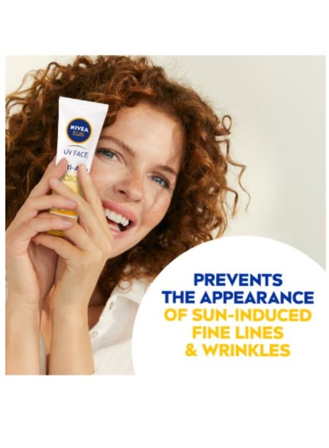نيفيا كريم واقي شمس للوجه NIVEA Sun Q10 مضاد لعلامات التقدم في العمر SPF50 – حماية عالية من أشعة UVA وUVB، خفيف وسريع الامتصاص للاستخدام اليومي، 50 مل - Image 4
