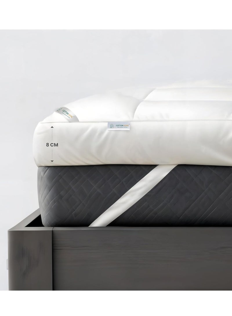 يوستيد غطاء مرتبة منزلي - أبيض فائق النعومة 900 جرام لكل متر مربع، مرتبة فندقية رقيقة، خفيفة الوزن ومريحة وجيدة التهوية، وسادة مرتبة سميكة مع أشرطة مطاطية - Image 1