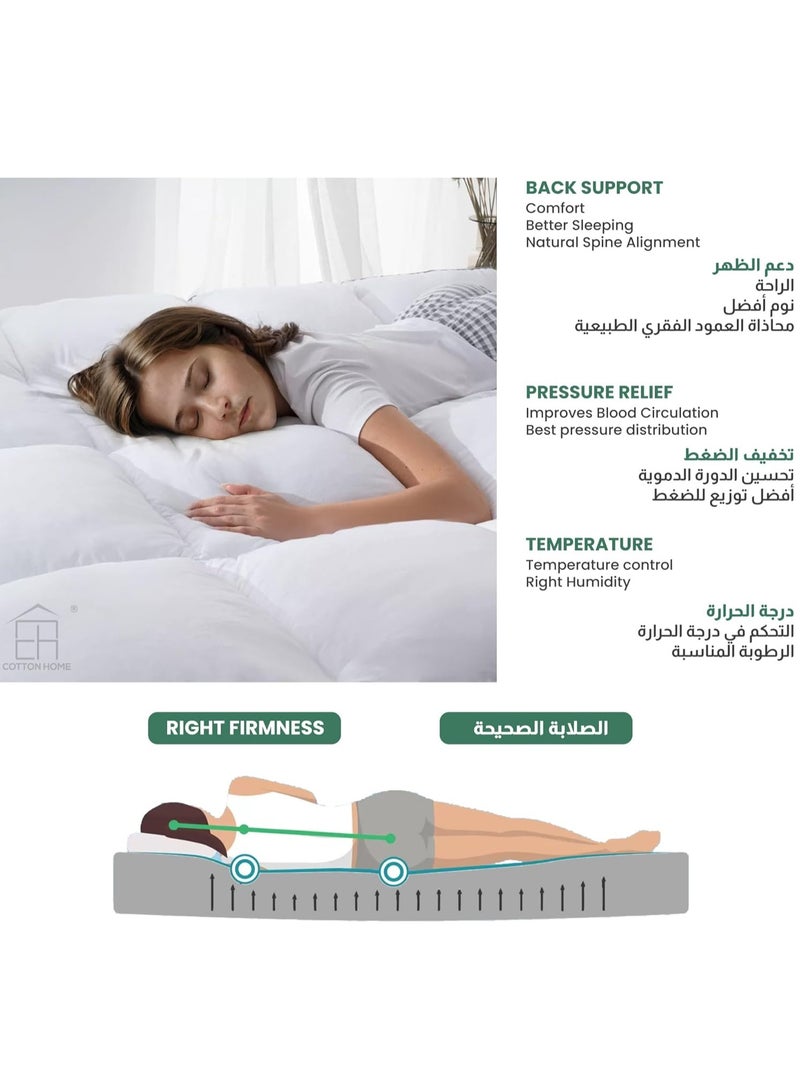 يوستيد غطاء مرتبة منزلي - أبيض فائق النعومة 900 جرام لكل متر مربع، مرتبة فندقية رقيقة، خفيفة الوزن ومريحة وجيدة التهوية، وسادة مرتبة سميكة مع أشرطة مطاطية - Image 3