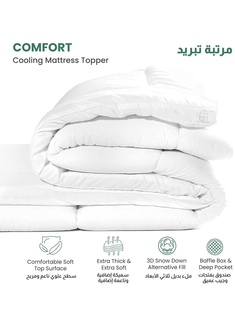 يوستيد غطاء مرتبة منزلي - أبيض فائق النعومة 900 جرام لكل متر مربع، مرتبة فندقية رقيقة، خفيفة الوزن ومريحة وجيدة التهوية، وسادة مرتبة سميكة مع أشرطة مطاطية - Image 4