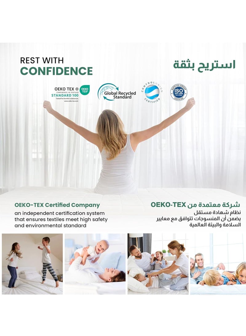 يوستيد غطاء مرتبة منزلي - أبيض فائق النعومة 900 جرام لكل متر مربع، مرتبة فندقية رقيقة، خفيفة الوزن ومريحة وجيدة التهوية، وسادة مرتبة سميكة مع أشرطة مطاطية - Image 5