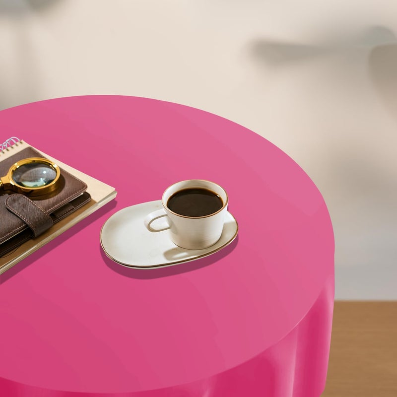 YSYJ 3 Pack Hot Pink Plastic Tablecloth Disposable Round Table Cloth 84 Inch Table Cover for Parties - Image 5