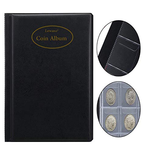 Lewano Premium Faux Leather Coin Collection Storage Album (240 Pocket) - Black - Image 1