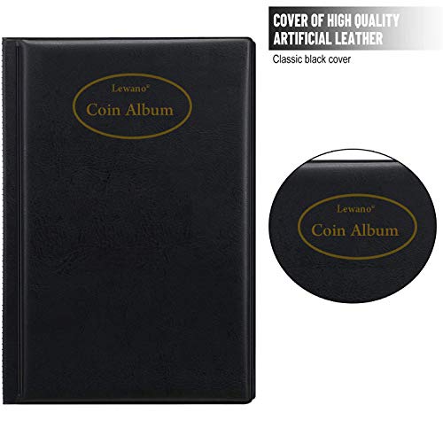 Lewano Premium Faux Leather Coin Collection Storage Album (240 Pocket) - Black - Image 4