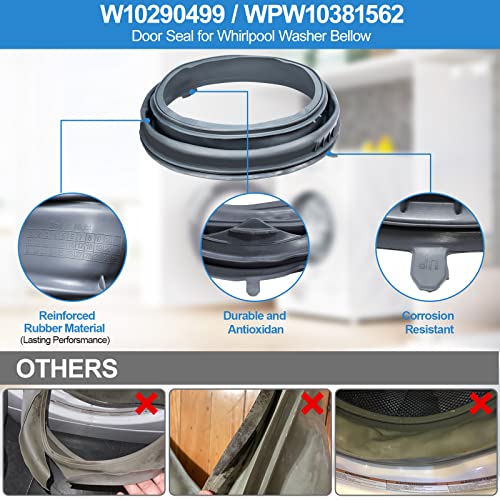 Alvar Upgraded WPW10381562 W10290499 Washer Door Boot Seal Compatible with Maytag Whirlpool Duet Washer Door Seal for Whirlpool Bellow Replacement Front Load Washer Parts WFW9150WW01 WFW9150WW00 WFW9250WW02 - Image 3