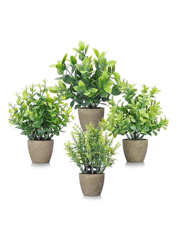 4 Pack Fake Plants Ceramic Mini Artificial Greenery Potted Plants for Home Decor Office Decor Room Decor Farmhouse Decor Indoor Table Bathroom Decor - Image 1