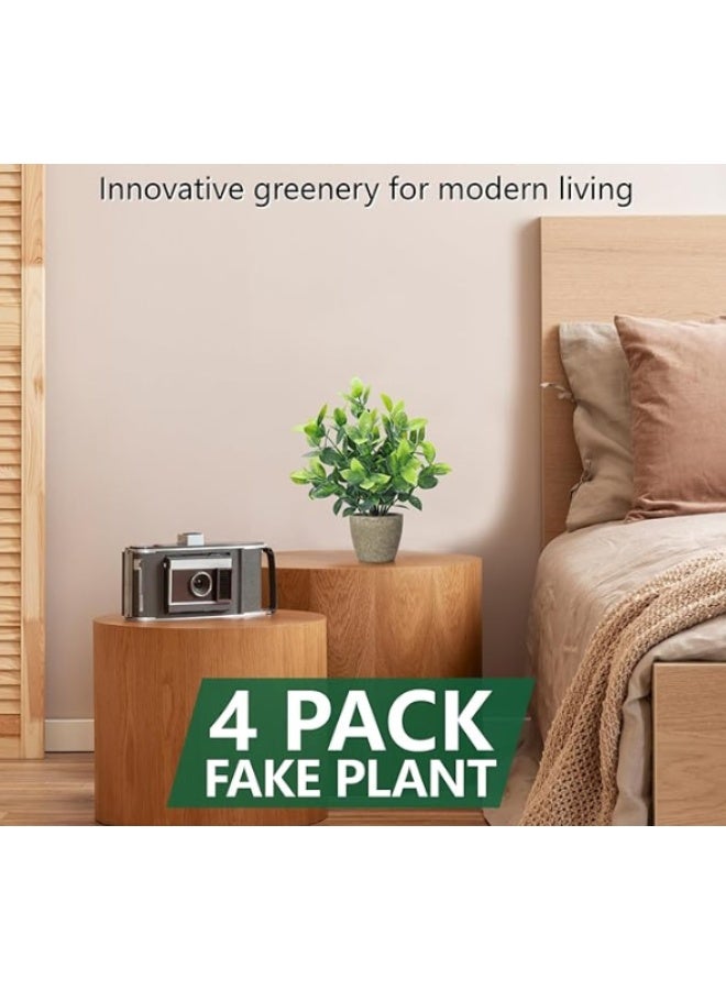 4 Pack Fake Plants Ceramic Mini Artificial Greenery Potted Plants for Home Decor Office Decor Room Decor Farmhouse Decor Indoor Table Bathroom Decor - Image 5