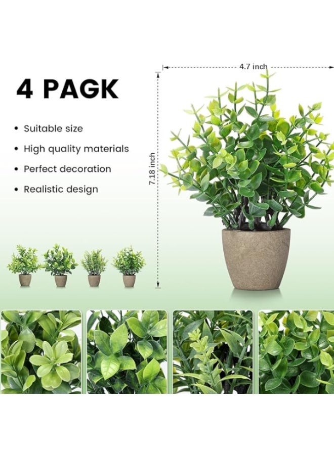 4 Pack Fake Plants Ceramic Mini Artificial Greenery Potted Plants for Home Decor Office Decor Room Decor Farmhouse Decor Indoor Table Bathroom Decor - Image 3