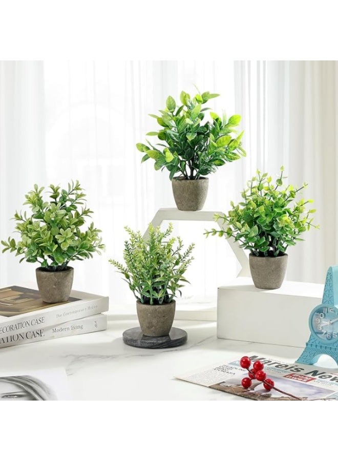 4 Pack Fake Plants Ceramic Mini Artificial Greenery Potted Plants for Home Decor Office Decor Room Decor Farmhouse Decor Indoor Table Bathroom Decor - Image 2