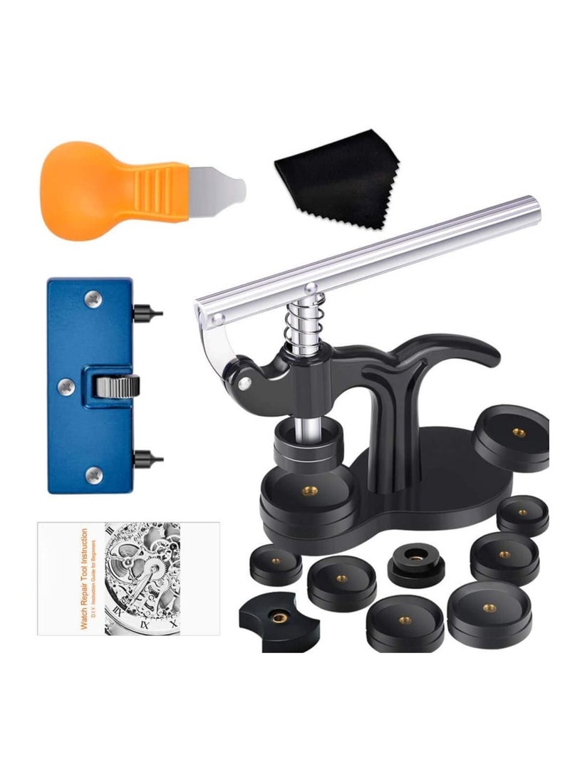 KASTWAVE 17Pcs Watch Press Tool with Watch Battery Replacement Tool kit and Fitting Dies for Watch Back Remover Closer Repair and Battery Changing - Image 1
