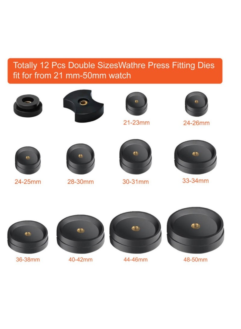 KASTWAVE 17Pcs Watch Press Tool with Watch Battery Replacement Tool kit and Fitting Dies for Watch Back Remover Closer Repair and Battery Changing - Image 3