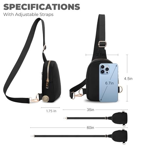 VOROLO Small Sling Bag For Men and Women，Crossbody Bags For Women with Ajustable Strap Trendy Cross body Bag Black - Image 3