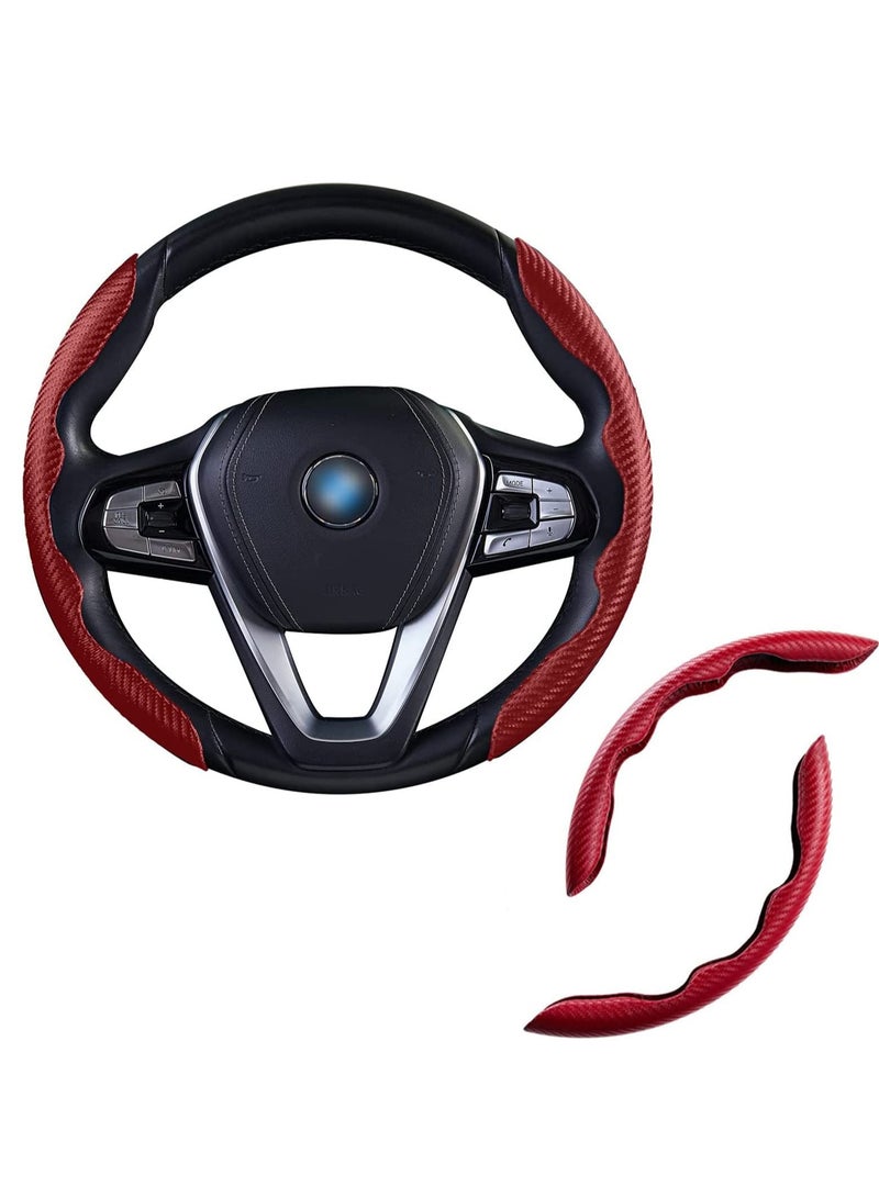 Arabest New Carbon Fiber Steering Wheel Cover for Men&Woman, Non Slip Carbon Fiber Wheel Cover, Segmented Steering Wheel Protector Universal Standard - Image 1