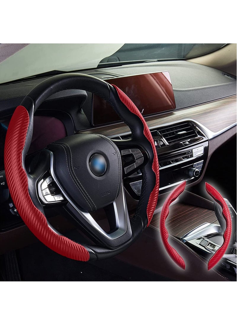 Arabest New Carbon Fiber Steering Wheel Cover for Men&Woman, Non Slip Carbon Fiber Wheel Cover, Segmented Steering Wheel Protector Universal Standard - Image 2