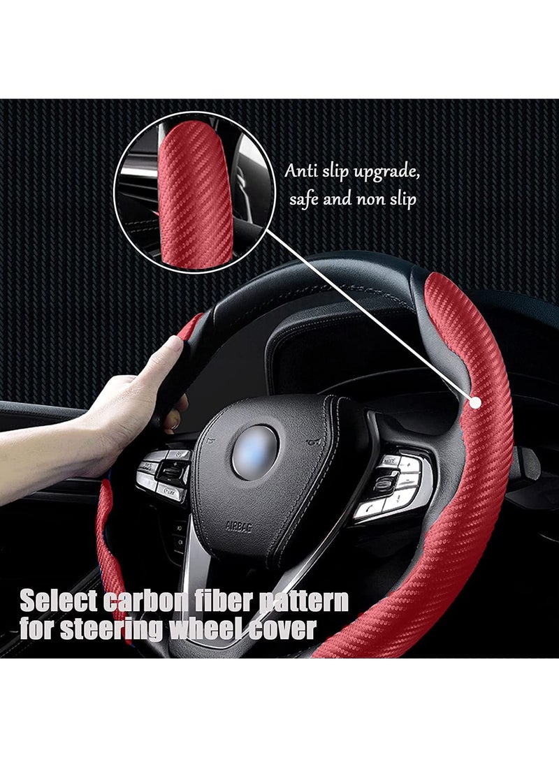 Arabest New Carbon Fiber Steering Wheel Cover for Men&Woman, Non Slip Carbon Fiber Wheel Cover, Segmented Steering Wheel Protector Universal Standard - Image 4