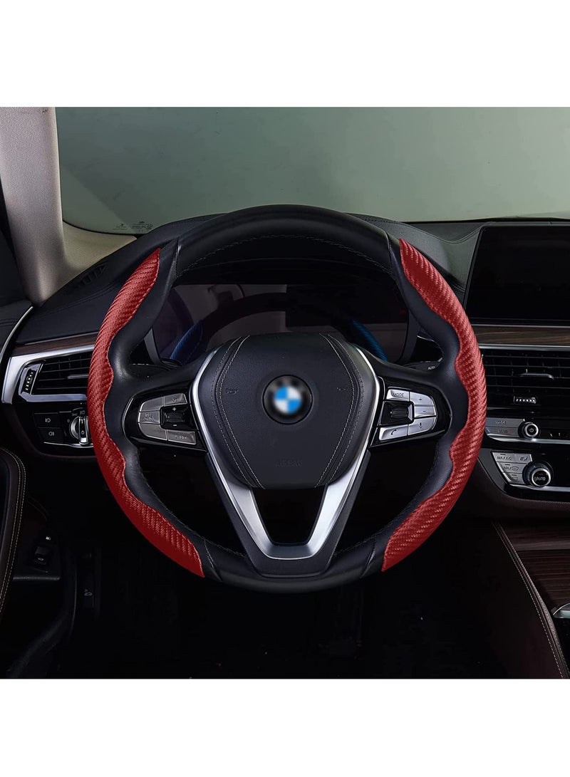 Arabest New Carbon Fiber Steering Wheel Cover for Men&Woman, Non Slip Carbon Fiber Wheel Cover, Segmented Steering Wheel Protector Universal Standard - Image 3