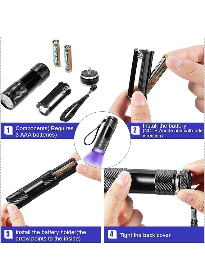 10 Pcs UV Blacklight Flashlights Handheld Blacklight Flashlights LED Flashlight Torch Light Mini Light Torch Detector Portable UV Flashlight Torch for Pets Stains Urine (Purple Light) - Image 4