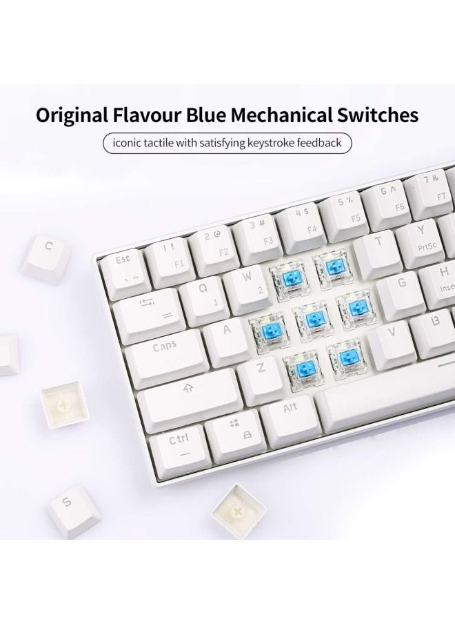 NIBEMINENT - 61-Key BT and Wired Dual Mode Keyboard with Backlight White - Image 1