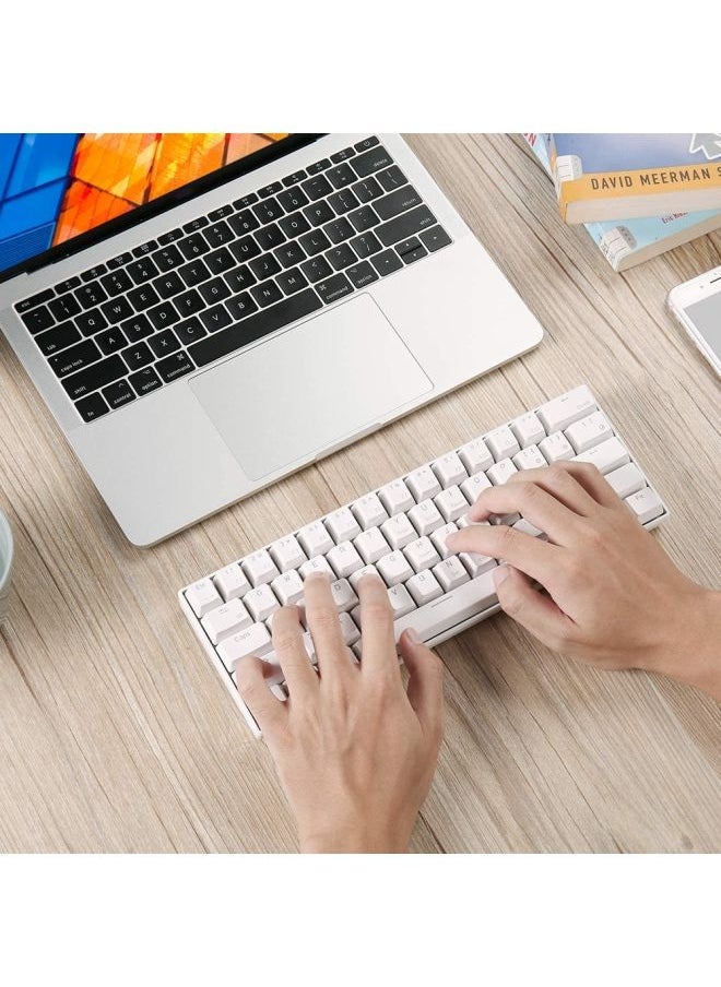 NIBEMINENT - 61-Key BT and Wired Dual Mode Keyboard with Backlight White - Image 1