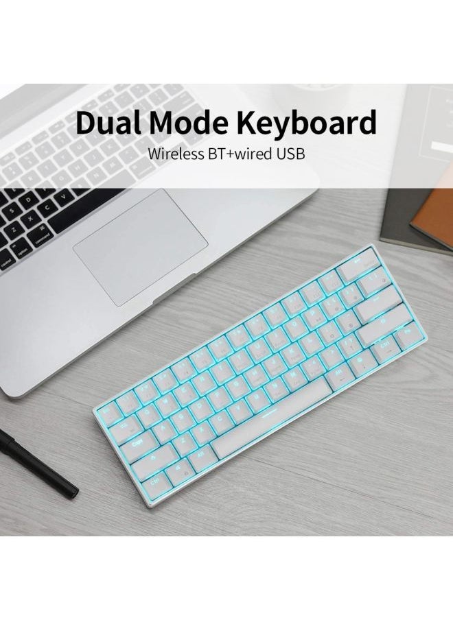 NIBEMINENT - 61-Key BT and Wired Dual Mode Keyboard with Backlight White - Image 1