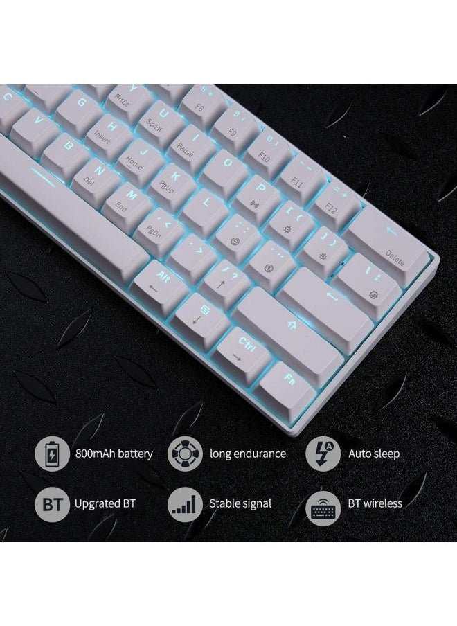 NIBEMINENT - 61-Key BT and Wired Dual Mode Keyboard with Backlight White - Image 1