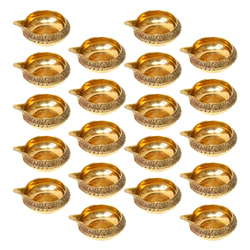Dokchan Brass Kuber Diyas Oil Lamps for Puja Room Decoration and Diwali Festival (Size 1.5 Inch | Pack 20) - Image 1