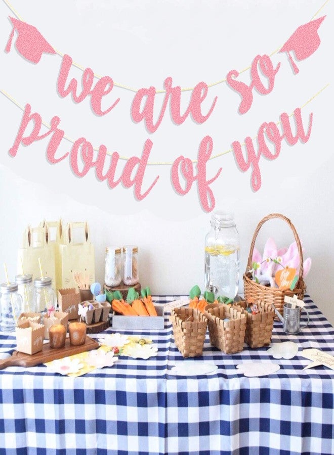 TrlaFy 2024 Graduation Banners Party Decorations, Rose Gold Glitter We are So Proud of You Graduation Banners Garland for Congratulation Graduation Party Supplies, School, Home, Car Decorations - Image 4