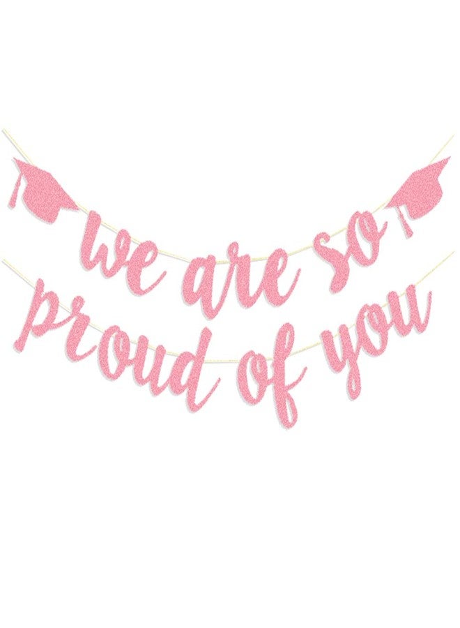 TrlaFy 2024 Graduation Banners Party Decorations, Rose Gold Glitter We are So Proud of You Graduation Banners Garland for Congratulation Graduation Party Supplies, School, Home, Car Decorations - Image 1