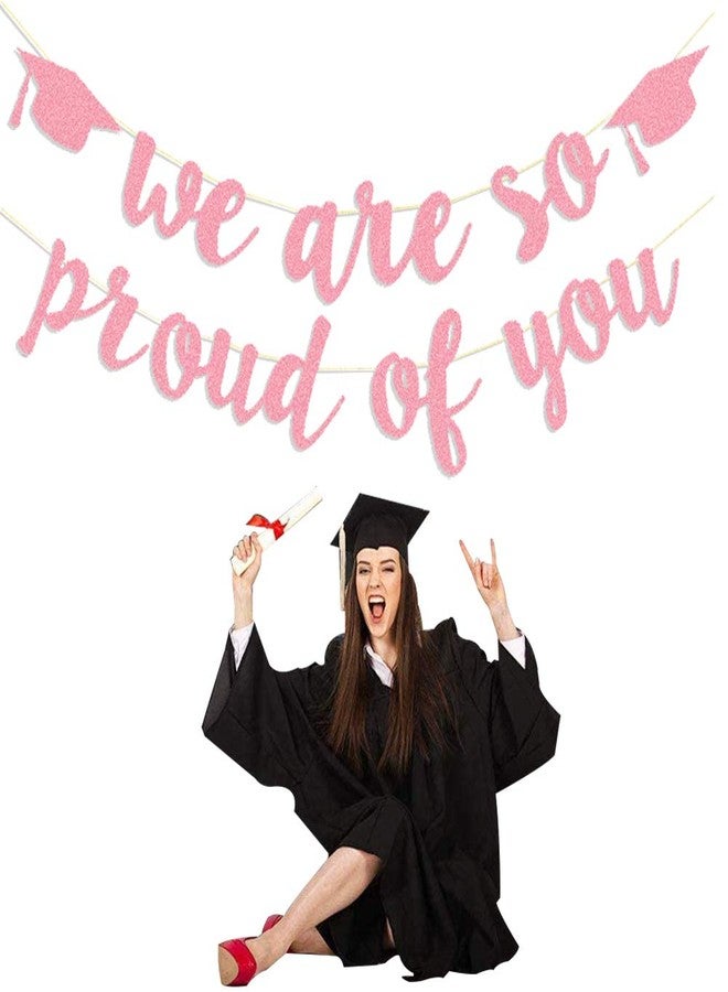 TrlaFy 2024 Graduation Banners Party Decorations, Rose Gold Glitter We are So Proud of You Graduation Banners Garland for Congratulation Graduation Party Supplies, School, Home, Car Decorations - Image 3