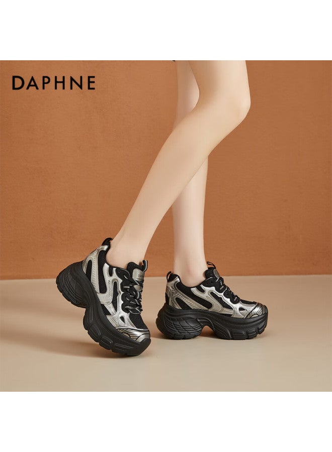 Daphne Ultra-thick Platform Heightening Dad Shoes For Women, Pee Slimming Trendy Casual Shoes Versatile Women's Footwear, Black, Size 34 - Image 5