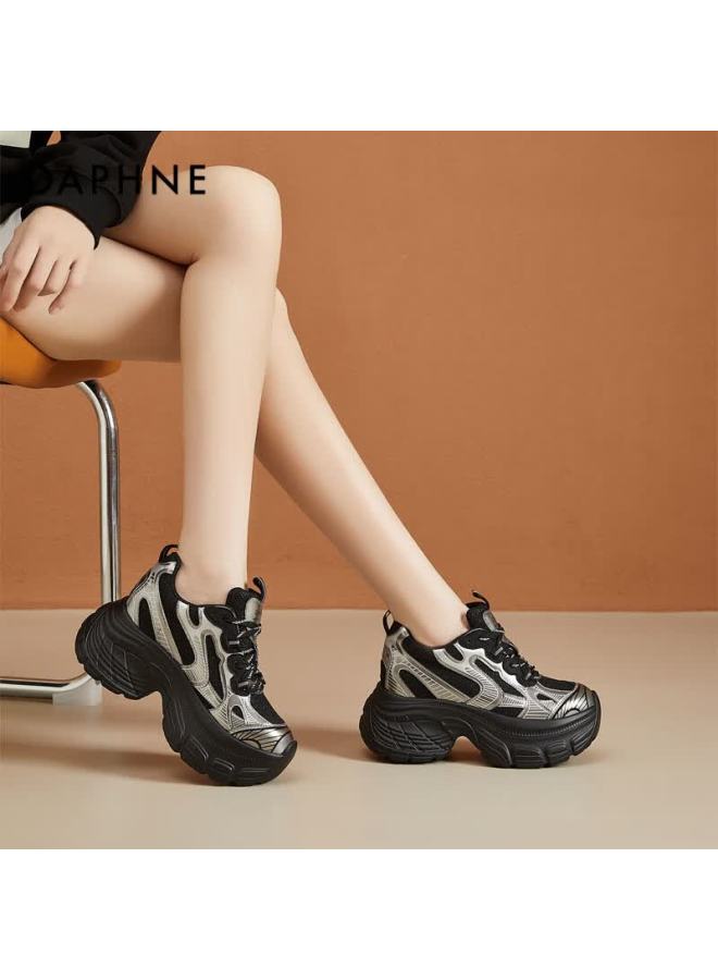 Daphne Ultra-thick Platform Heightening Dad Shoes For Women, Pee Slimming Trendy Casual Shoes Versatile Women's Footwear, Black, Size 34 - Image 1