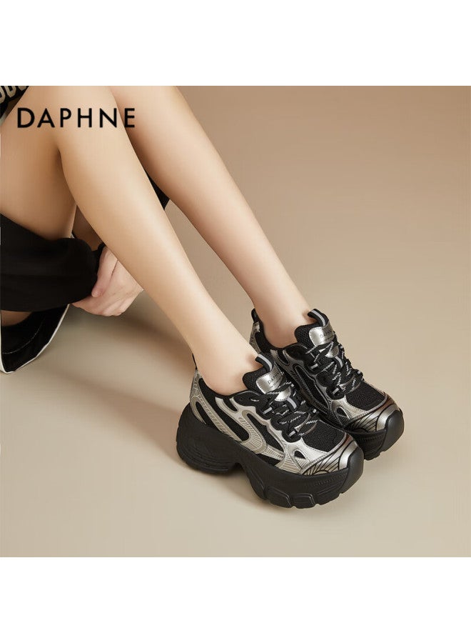 Daphne Ultra-thick Platform Heightening Dad Shoes For Women, Pee Slimming Trendy Casual Shoes Versatile Women's Footwear, Black, Size 34 - Image 4