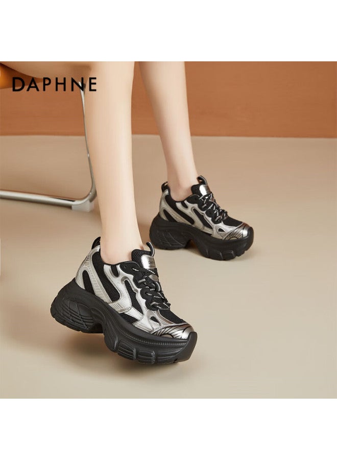 Daphne Ultra-thick Platform Heightening Dad Shoes For Women, Pee Slimming Trendy Casual Shoes Versatile Women's Footwear, Black, Size 34 - Image 2