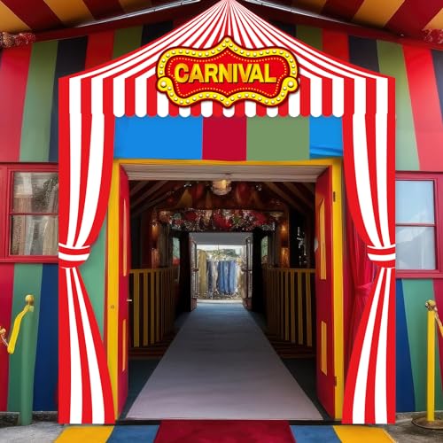 Ziliny 3 Pcs Carnival Party Decorations Circus Tent Awning Halloween Red White Banner Concession Stand(Carnival Style) - Image 4