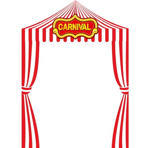 Ziliny 3 Pcs Carnival Party Decorations Circus Tent Awning Halloween Red White Banner Concession Stand(Carnival Style) - Image 1
